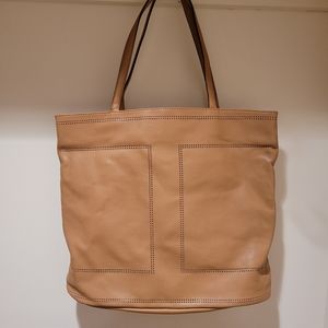 Issac mizrahi tan leather hand bag tote